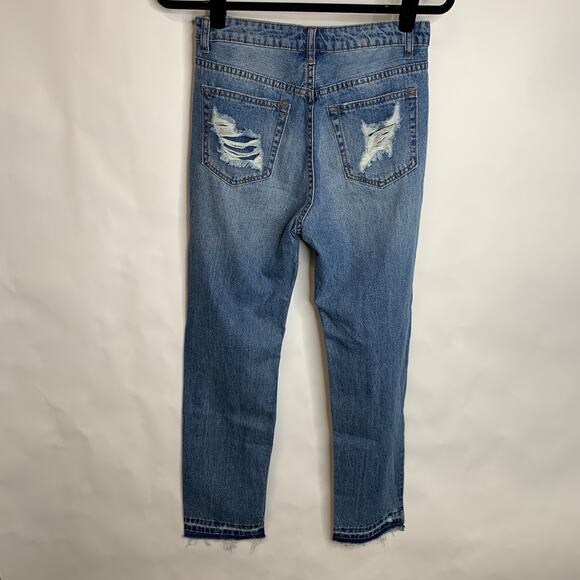 Caffeine Destroyed Light Wash Jeans Sz Medium Released Hem - Picture 3 of 10